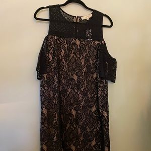 Fancy black lace dress. Cold shoulder sleeves. Never worn